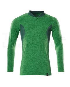 Polo-Shirt Langarm Grasgrün  Grün XS ONE