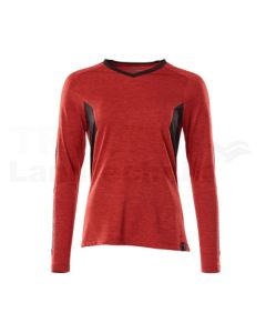 T-Shirt, Langarm Verkehrsrot sw M  ONE