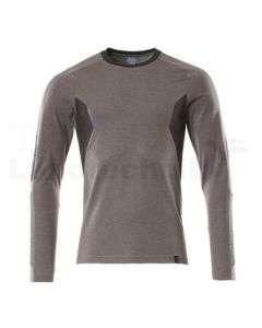 T-Shirt, Langarm Anthrazit/sw S  ONE