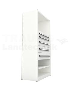 Grundregal mit Seiten- und Rückwand sowie 2 Schubladen 100 mm und 3 Schubladen 200 mm "Clip"