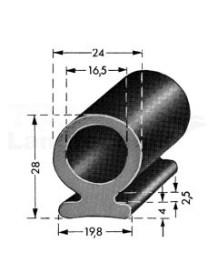 Fingerschutzprofil schw EPDM 28x24x16,5