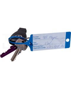 VPE100 Fixanhänger blau in Spenderbox