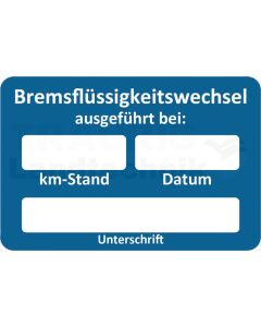 Aufkleber "Bremsflüssigkeitswechsel"