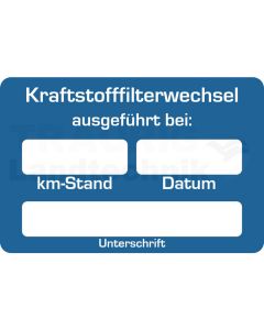 Aufkleber "Kraftstofffilterwechsel"