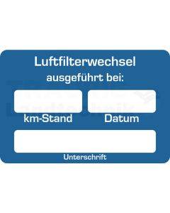 Aufkleber "Luftfilterwechsel"