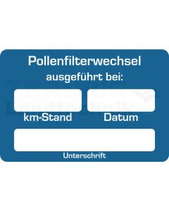 Aufkleber "Pollenfilterwechsel"