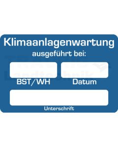 Aufkleber "Klimaanlagenwartung" BST