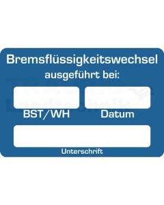 Aufkleber "Bremsflüssigkeitswechsel" BST