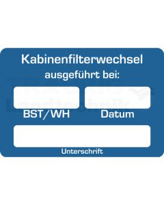 Aufkleber "Kabinenfilterwechsel" BST