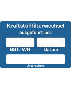 Aufkleber "Kraftstofffilterweschsel" BST