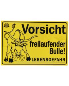 Verbotsschild "Freilaufender Bulle"
