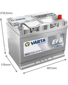 Starterbatterie Varta  12 Volt 72 AH