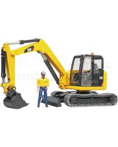 Minibagger mit Bauarbeiter