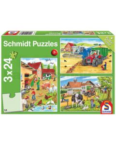 Puzzle, Auf dem Bauernhof, 3 x 24 Teile