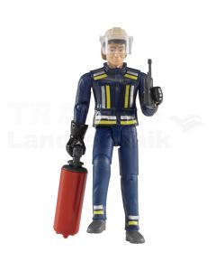 Feuerwehrmann mit Helm, Handschuhen und 