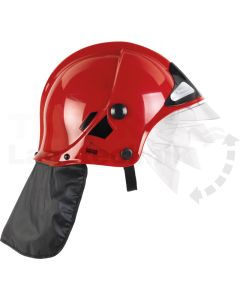 Feuerwehrhelm mit Visier, rot