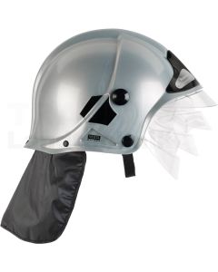Feuerwehrhelm mit Visier, silber