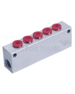 B-VT-5x8-2x1/4-AL Verteilerblock