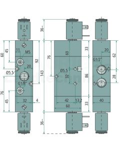 5/2 Magnetventil Impulsst. 24V-G1/2