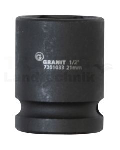 1/2" 6Kant-Kraft-Stecknuss, kurz, 21mm