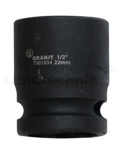 1/2" 6Kant-Kraft-Stecknuss, kurz, 22mm