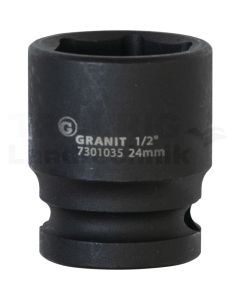 1/2" 6Kant-Kraft-Stecknuss, kurz, 24mm