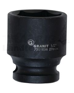 1/2" 6Kant-Kraft-Stecknuss, kurz, 27mm