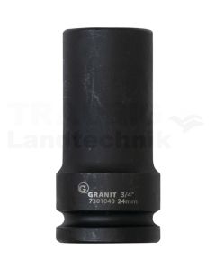3/4" 6Kant-Kraft-Stecknuss, lang, 24mm