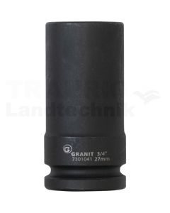 3/4" 6Kant-Kraft-Stecknuss, lang, 27mm