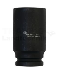 3/4" 6Kant-Kraft-Stecknuss, lang, 34mm