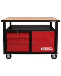 Fahrbare Werkbank, 3 Schubladen + 1 Tür