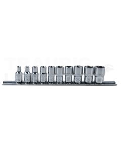 1/4" Chrome+6Kant-Stecknuss-Satz 10-tei
