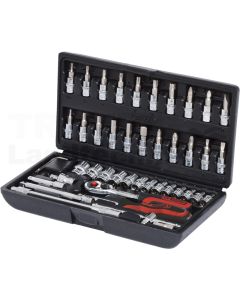 1/4" CHROME+Steckschlüssel Satz, 46tlg