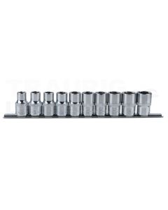 1/2" Chrome+6Kant-Stecknuss-Satz 10-tlg