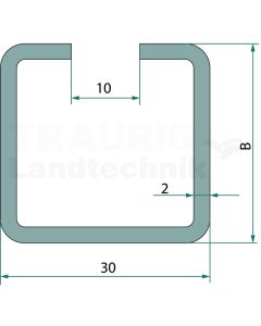 4 Kant-Schlitzrohr 40x30x2,0mm Alu blank