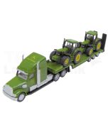 Tieflader mit zwei John Deere Traktoren