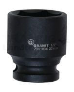 1/2" 6Kant-Kraft-Stecknuss, kurz, 27mm